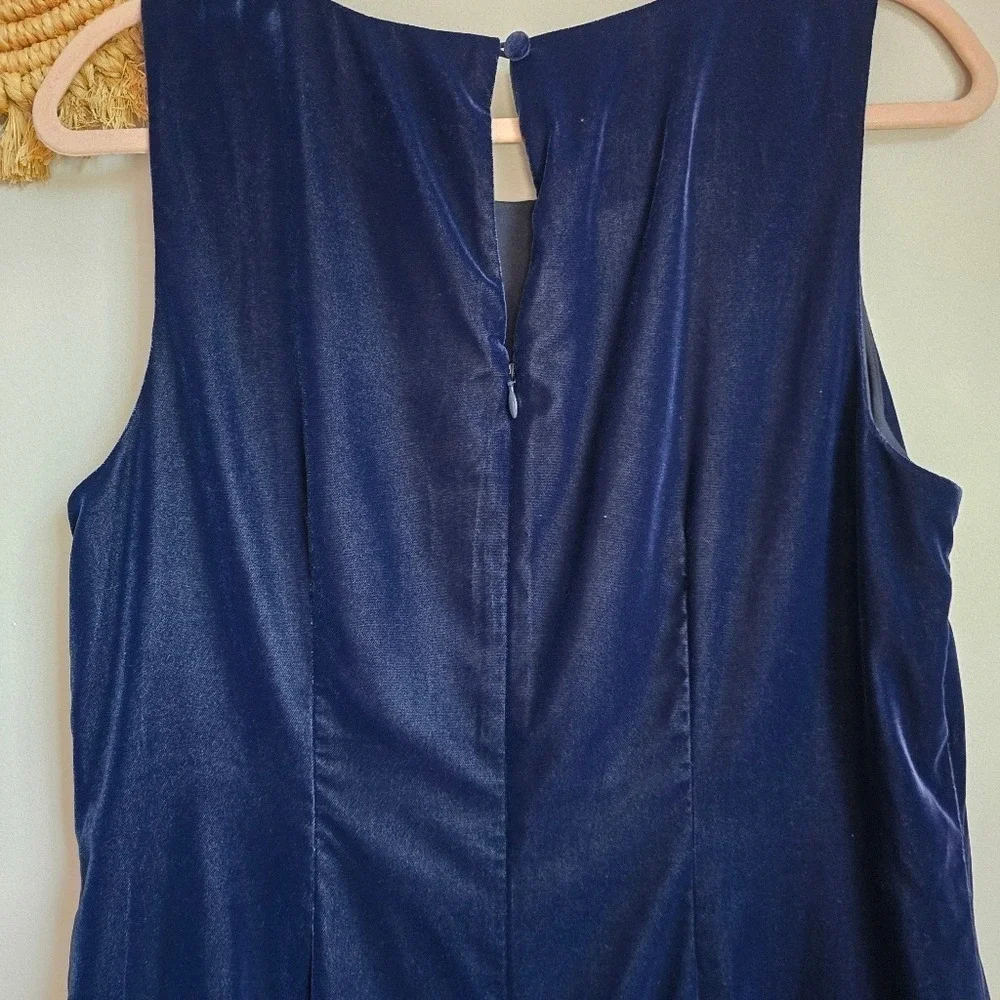 J. Crew NEW Navy Blue Velvet Sleeveless Ruffle Hem Party Shift Dress SZ 12 Retro